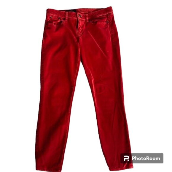 J. Crew Pants - J.Crew size 27 Red Velour Toothpick Jeans